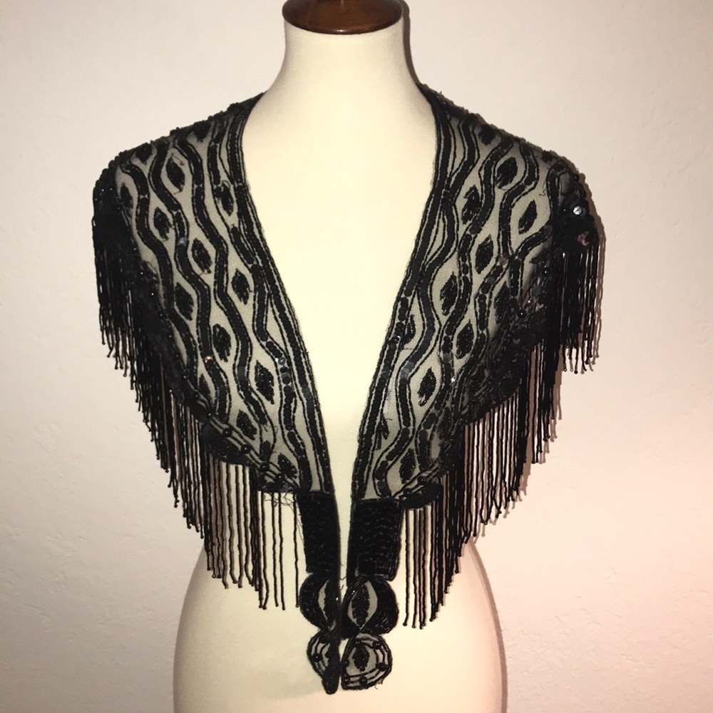 Vintage Black Beaded Wrap